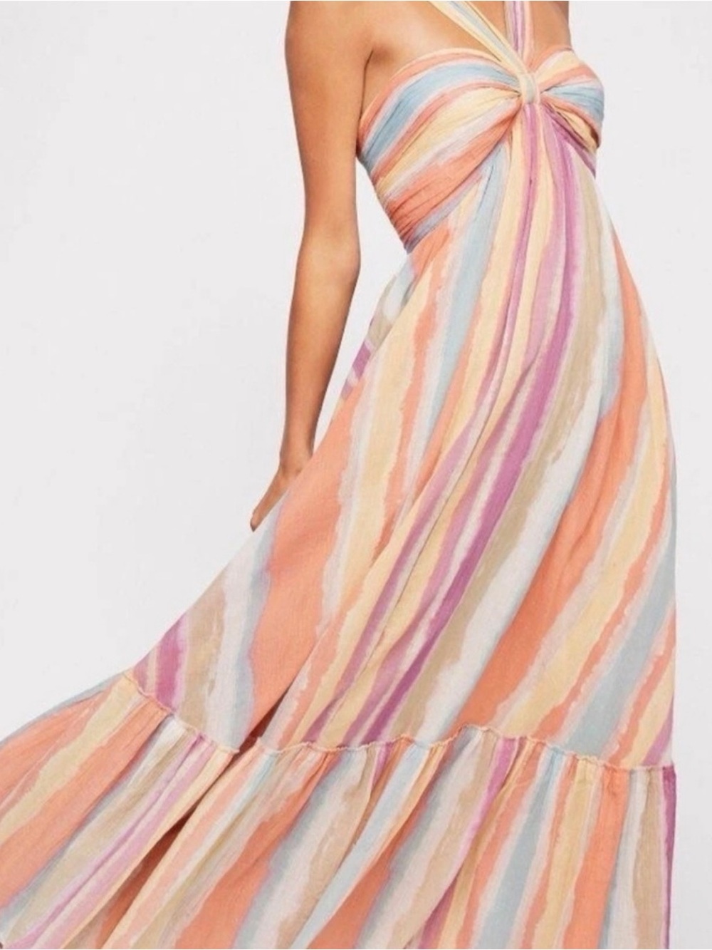 Free People Tropical Sunrise Cotton‎ Halter Maxi Dress